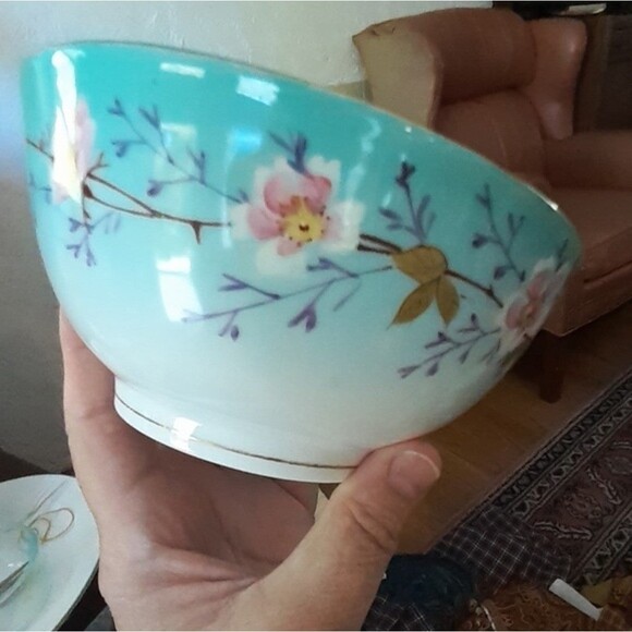 Antique D&C Limoges Bowl Hand Painted Cherry Blossom Porcelain Delinieres & Cie - Picture 5 of 12
